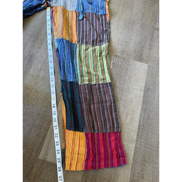 Kathmandu Imports Patchwork Pants Sz L Cotton Hippie Boho Festival Made in Nepal - Picture 5 of 7